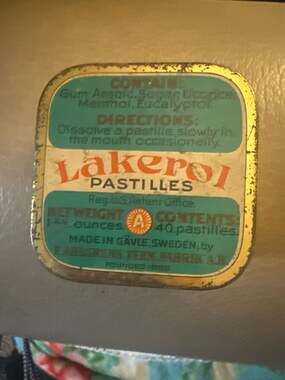 Vintage Läkerol Pastilles Tin Box F. Ahlgrens Tekn Fabrik AB Made in Sweden